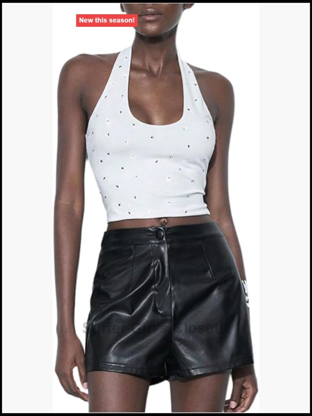 SweatyRocks Rhinestone Halter Crop Top Sparkly Slim Fit Sleeveless Tank